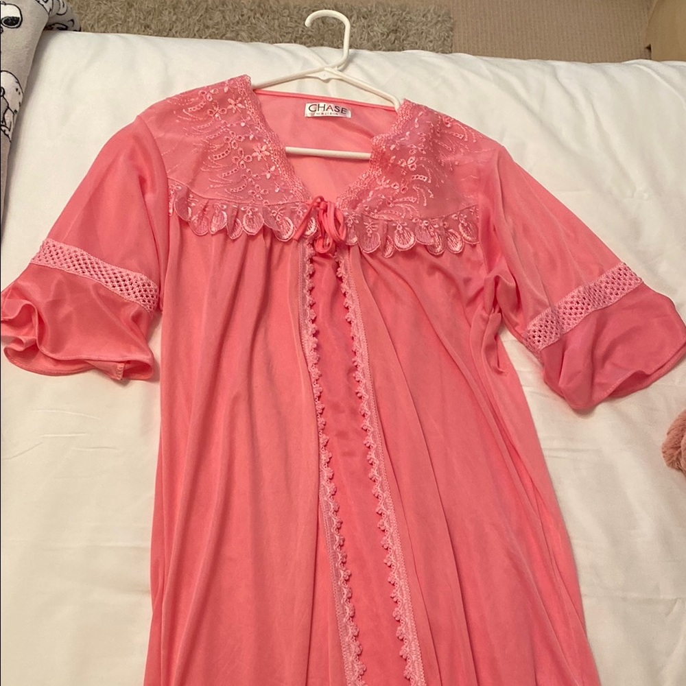 VTG Chase Pink Lace Nightgown and Robe